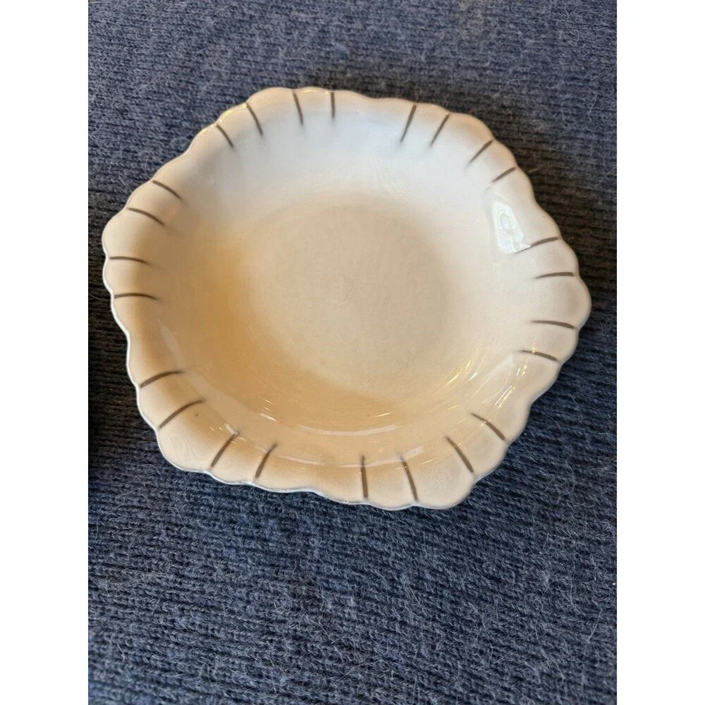 Set Of 2 Crate & Barrel Lira GRAY Scalloped Edges Porcelain Bowls